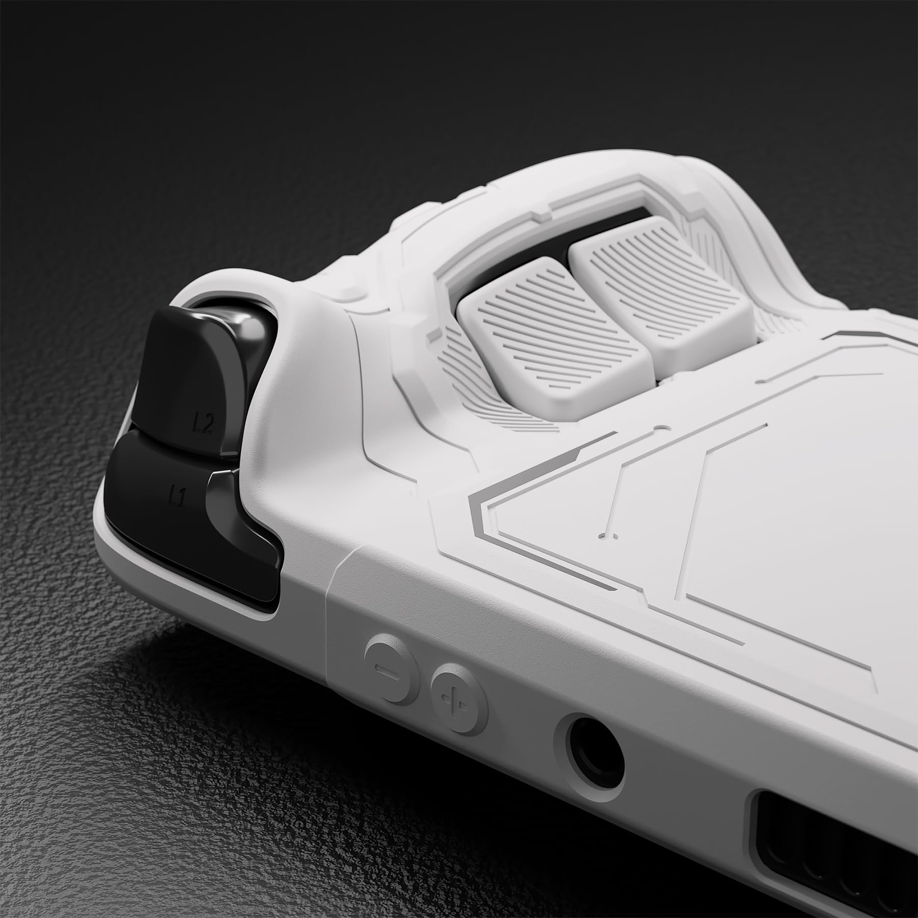 playvital Coque pour Steam Deck OLED & LCD avec Boutons Arrière & Capuchons Joystick & Autocollants,Housse Étui Silicone pour Steam Deck Accessoire Protection Antichoc Antidérapante-Blanc Mécha