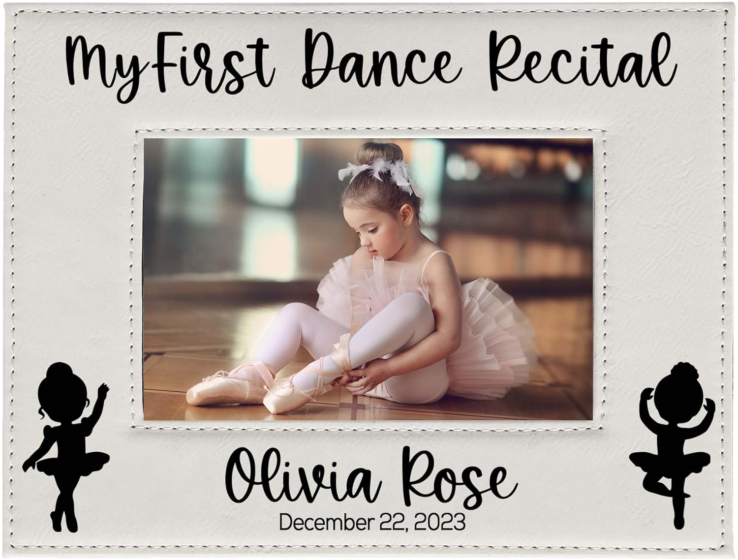 Sunny Box My First Dance Recital Custom Engraved Leatherette Picture Frame | Personalized Dance Photo Frame | Ballet | Ballerina Dance Gift for Girls | 4x6, 5x7, 8x10 Picture Frame