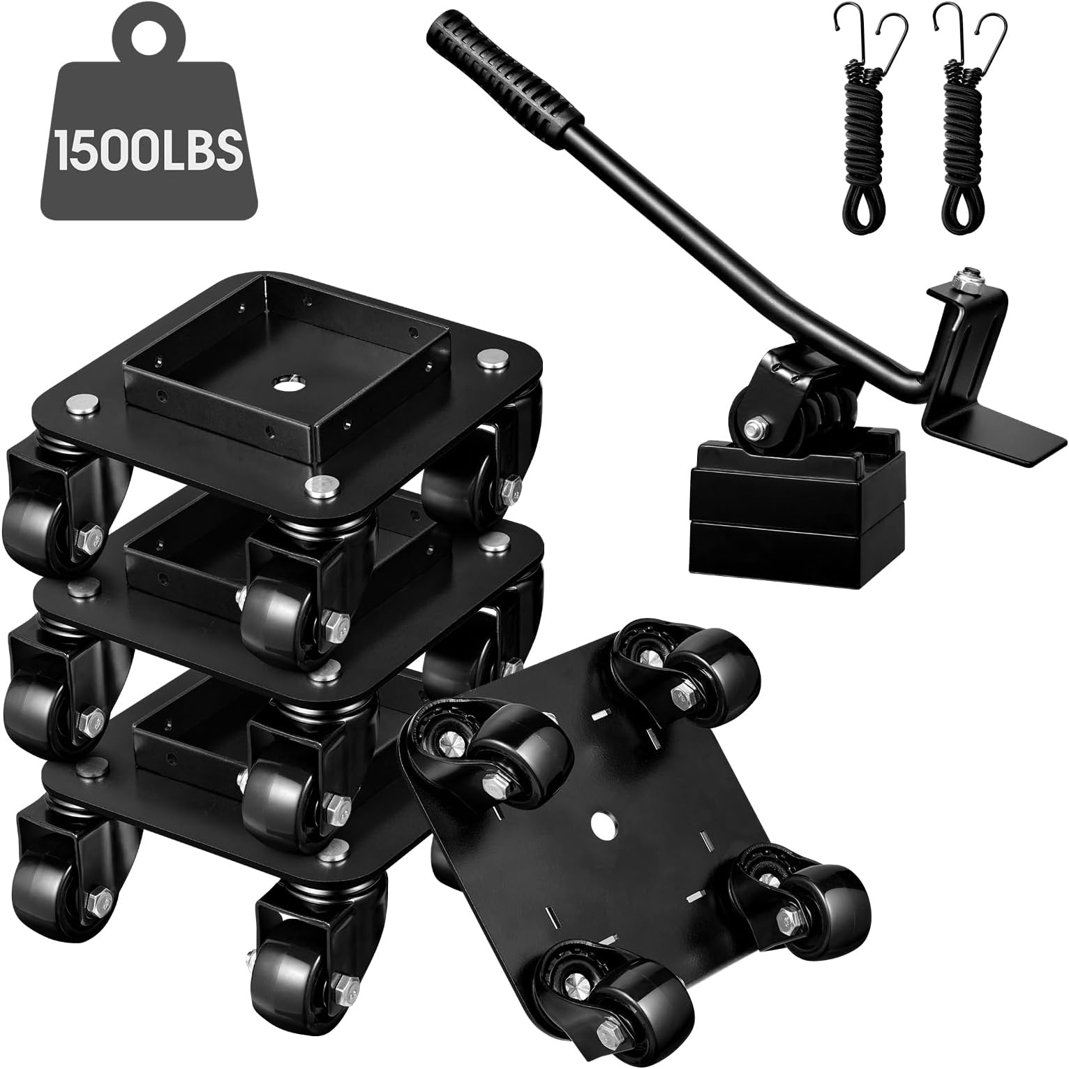 KEDSUM Furniture Dolly, 1500LBS Heavy Dolly Furniture Movers with Wheels, Anti-Slip Removable Baffles Moving Dolly 4 Wheels for Appliances, Refrigerators, Sofa, Cabinet