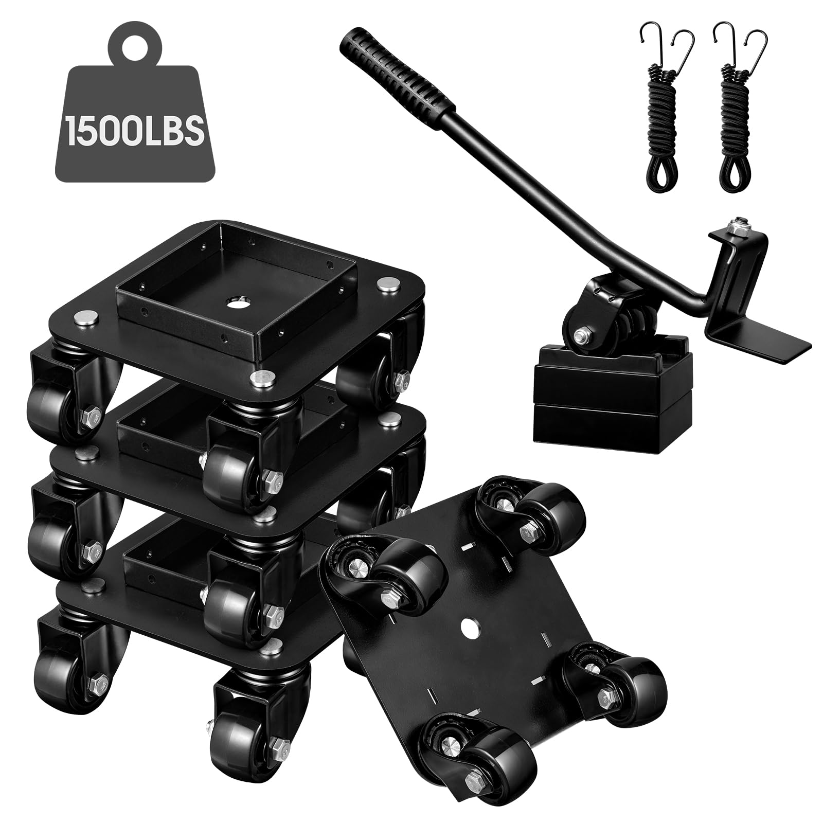 KEDSUM Furniture Dolly, 1500LBS Heavy Dolly Furniture Movers with Wheels, Anti-Slip Removable Baffles Moving Dolly 4 Wheels for Appliances, Refrigerators, Sofa, Cabinet