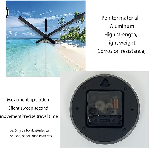 Miniatura 7 de XFM Reloj de pared azul con pilas, 12 pulgadas, redondo, de cristal, silencioso, reloj de pared náutico costero para sala de estar, dormitorio,