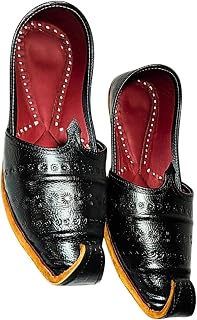 Sunking Traditional Handcrafted Black Leather Punjabi Jutti, Ethnic Rajasthani Men's Slip-on Shoes, Breathable Khussa Styl... Price In India