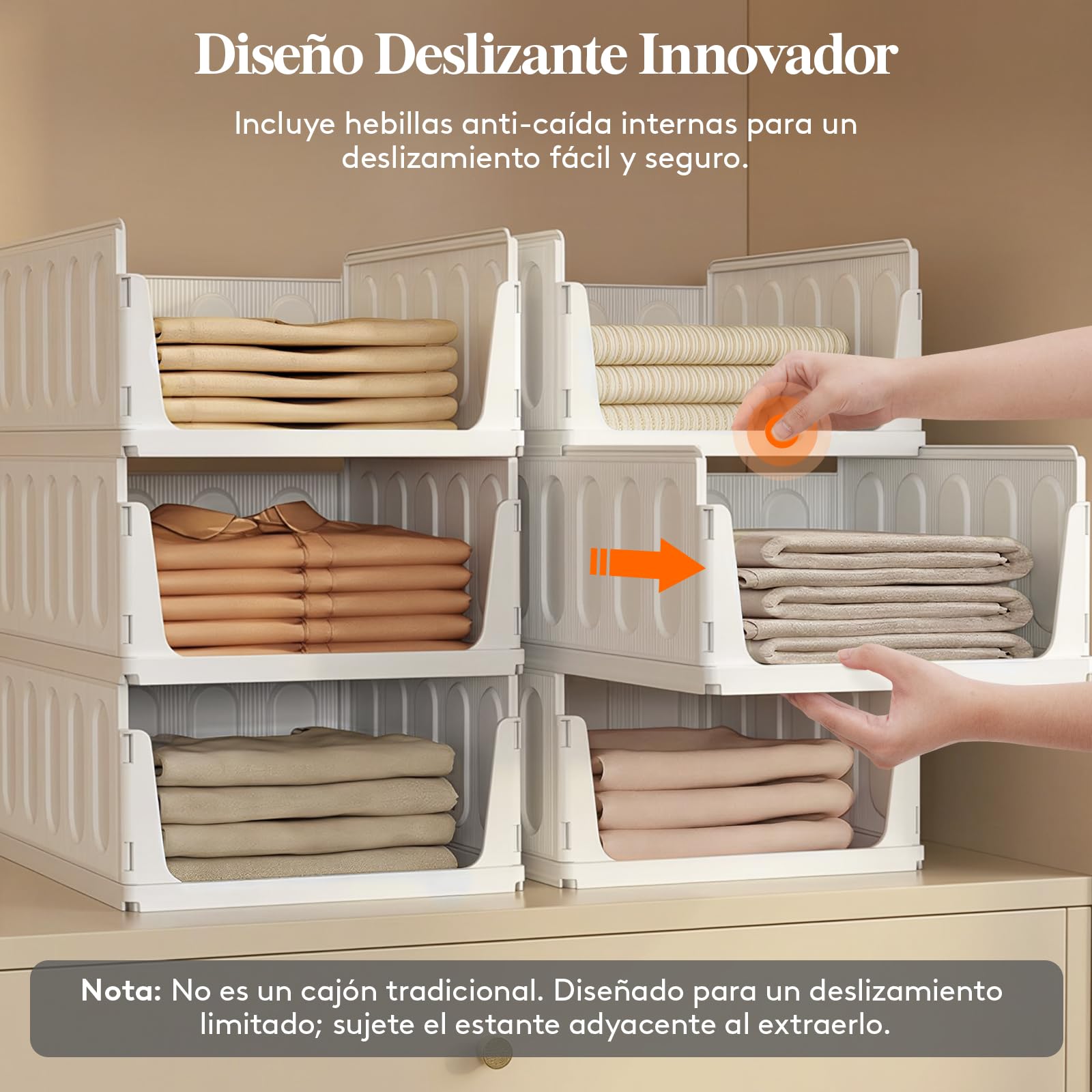 Lifewit 8er Set Stapelbare Kleiderschrank Organizer 42 cm Tief | Ausziehbar Kunststoff Ordnungssystem für Schrank & Einlegeböden, Aufbewahrungsbox für T-Shirt, Küche, Wohnmobil