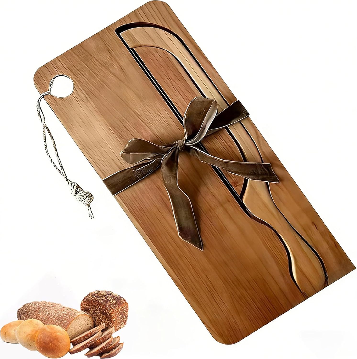 Sourdough Bow Knife And Board, Bread Board And Knife Set, Solid Wood, For Homemade Bread, Bagels, Toast, Kitchen & Home Baking Tool