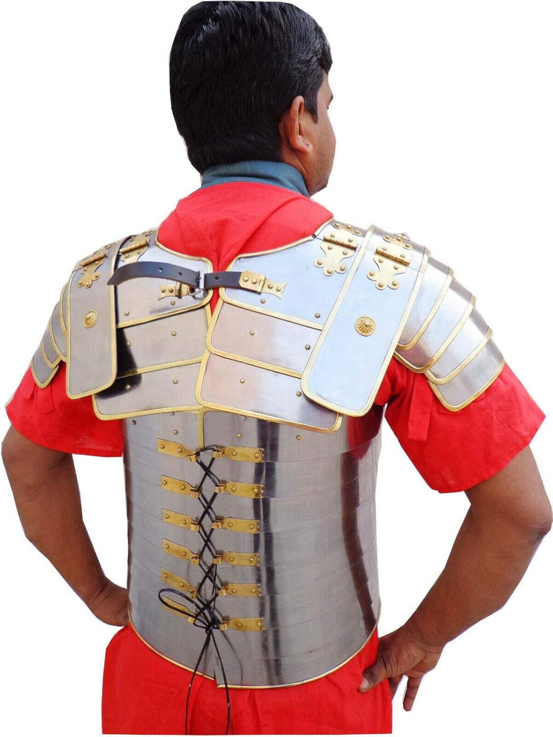 AnNafi® Roman Lorica Segmentata Armor Brass 18 Gauge | Military Body Armor Suit Warrior Costume SCA LARP | Medieval Costumes Armour Cosplay Reenactment Men