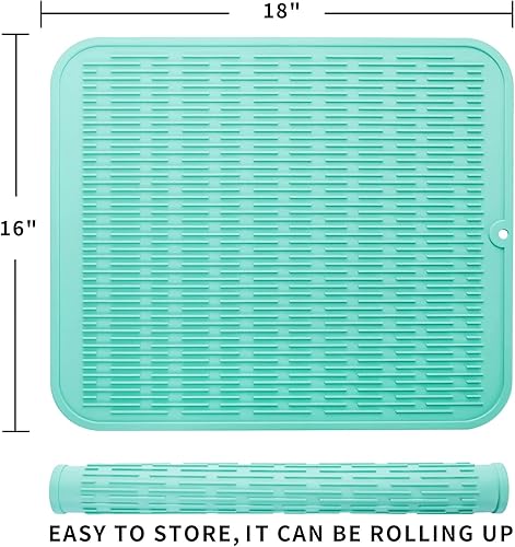 Miniatura 205 de Tapete de silicona para secado de platos para múltiples usos, fácil de limpiar, ecológico, resistente al calor, tapete de silicona para encimera