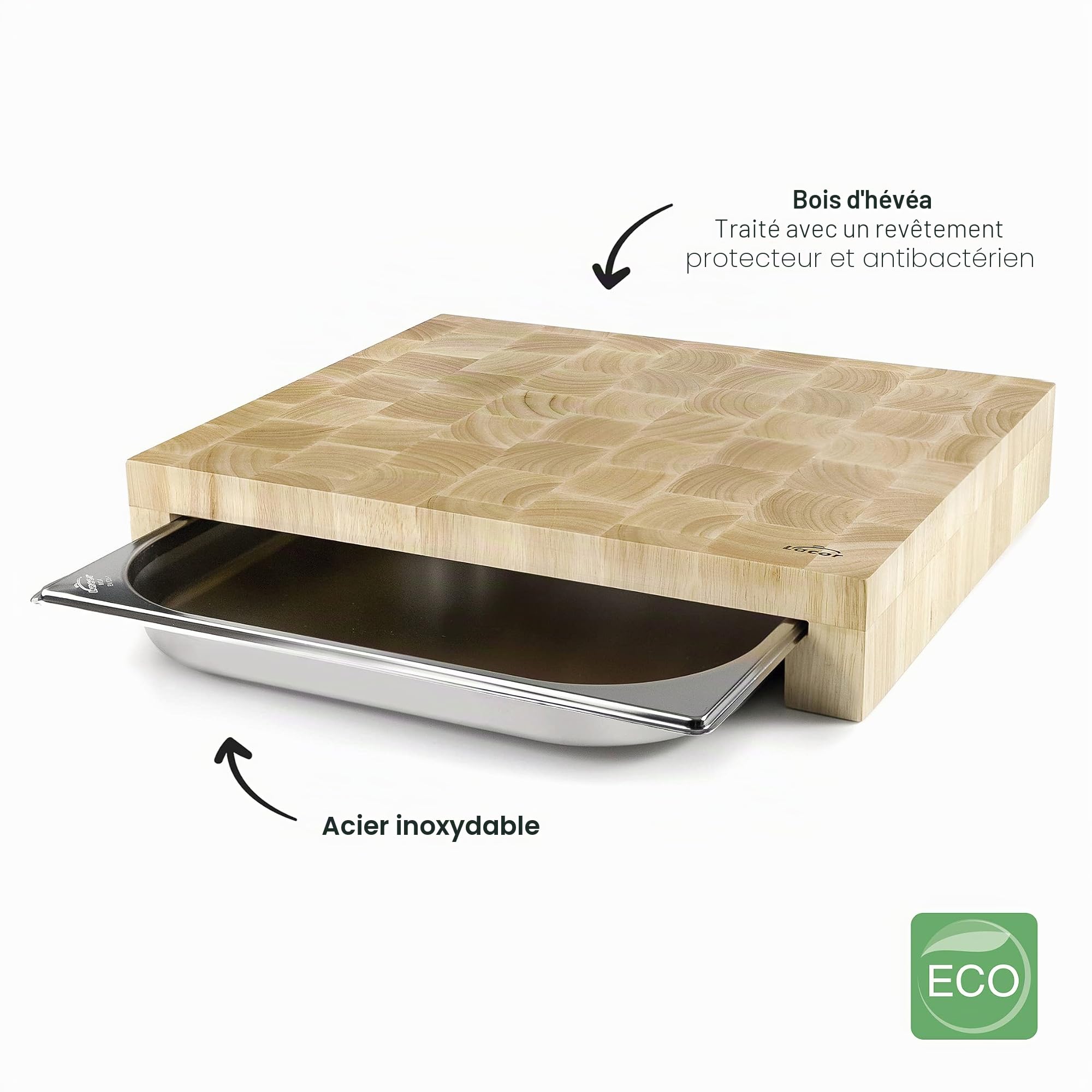 Lacor 60592 - Planche à découper en bois, planche à découper de cuisine | Ustensile professionnel durable; conçu pour un rendement optimal y nettoyage rapide et facile au lave-vaisselle