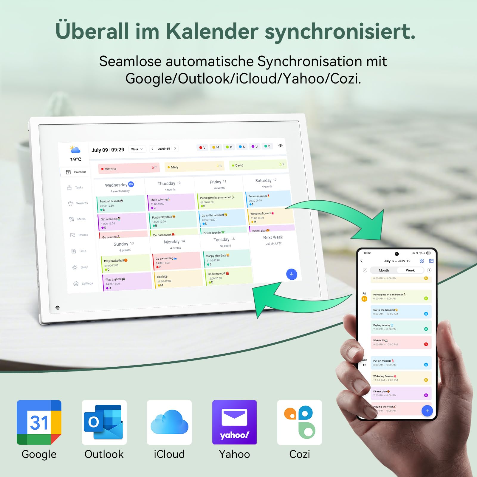 TABWEE P10 WIFI Digitaler Kalender, Digitaler Familienplaner, Bilderrahmen
