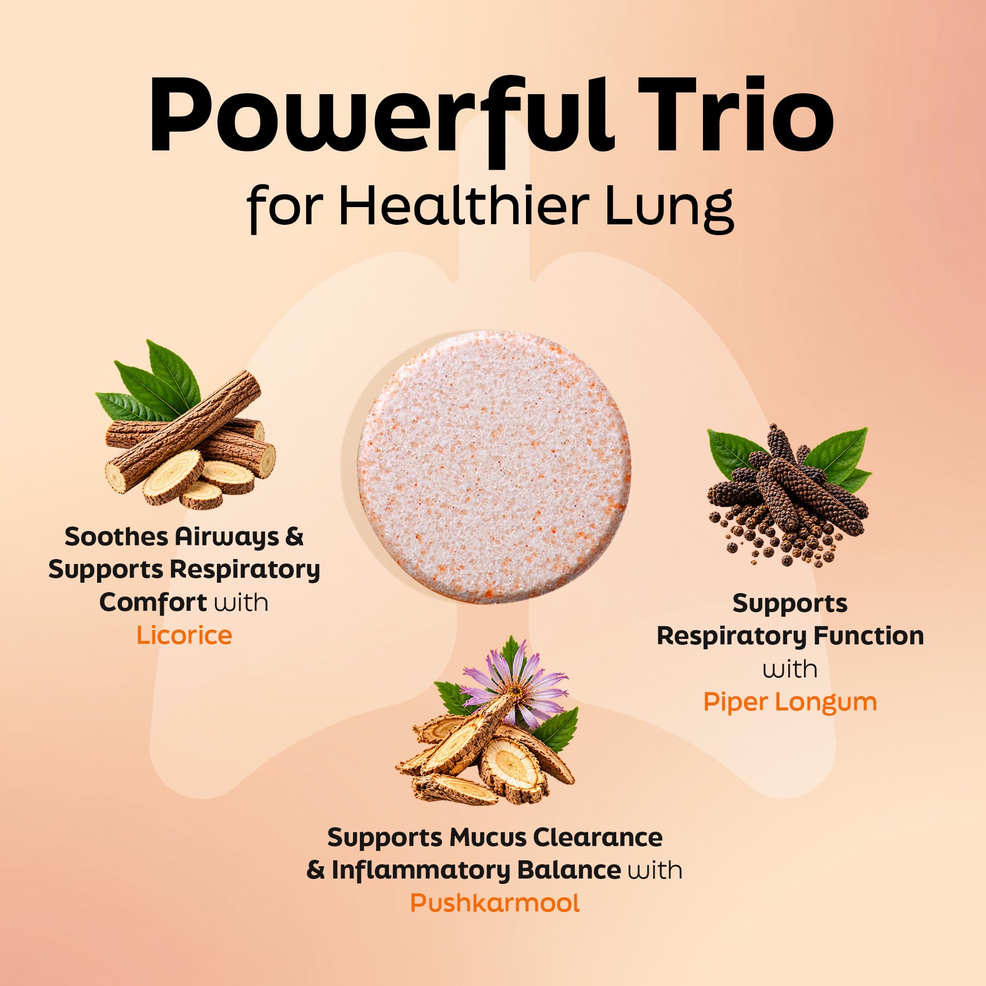 Auric Lung Detox Effervescent Tablets with NAC & 3 Ancient Herbs | Supports Lung Health & Antioxidant Defence | Daily Respiratory Wellness | Orange Flavour | 80 Tablets — Amazon image 4