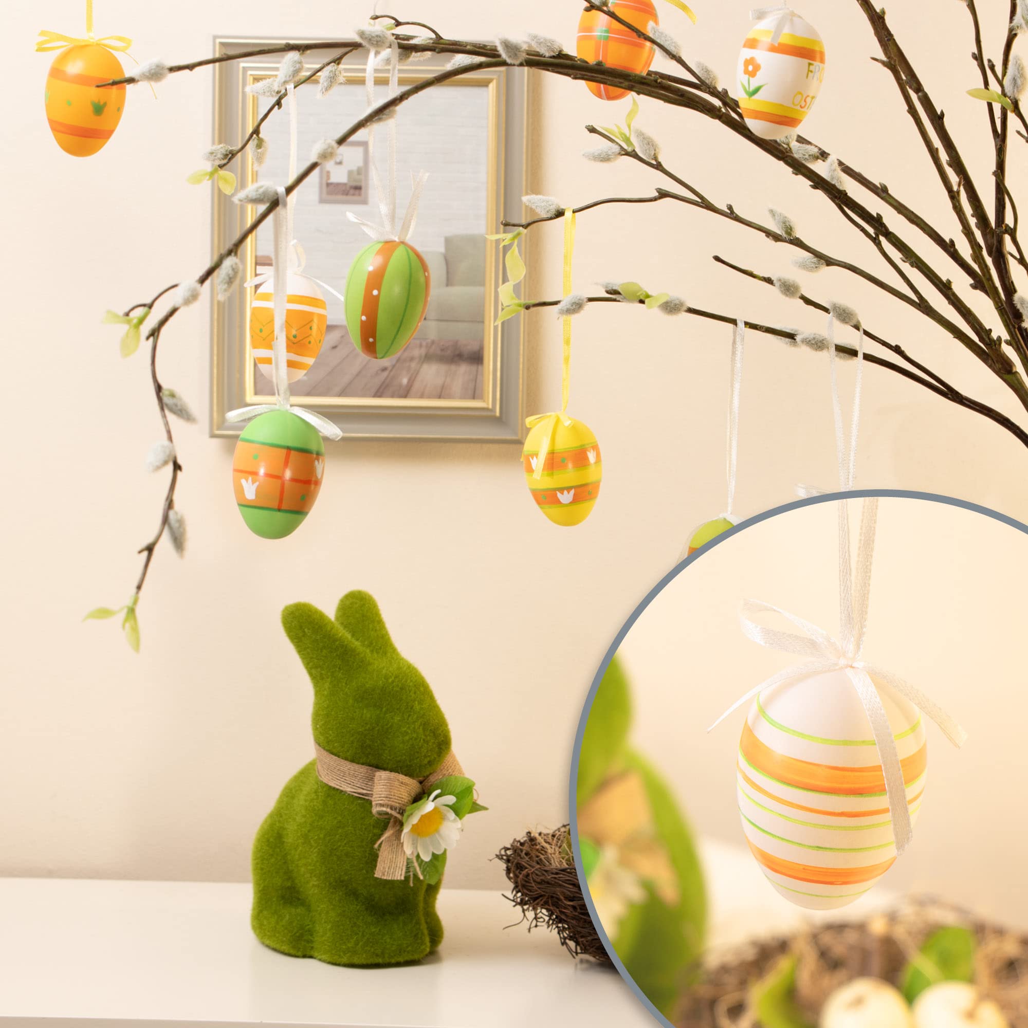 COM-FOUR® 18x paaseieren om op te hangen - paasversiering in de vorm