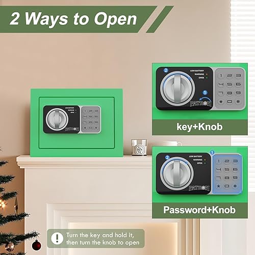 Miniatura 2 de PATRON caja fuerte pequeña con llave, mini caja fuerte para dinero, pequeñas cajas fuertes para monedas para el hogar con código, pequeña caja con
