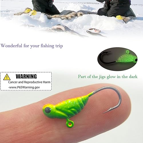 Miniatura 3 de 24 piezas de plantillas de pesca en hielo para panfish Crappie Sunfish Walleye Ice Fishing Jig Box Accesorios Equipo de pesca en hielo Juego de caja