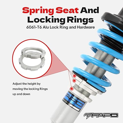 Miniatura 2 de FAPO - Suspensión de altura ajustable coilover, monotubo, amortiguador ajustable de 16 niveles compatible con Honda Civic 2001-2005 EM ES con Honda