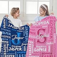 Vista 3 de Manta personalizada con nombre para adolescentes, niñas, niños, mantas de bebé personalizadas de franela ultra suave y acogedora, manta con nombre