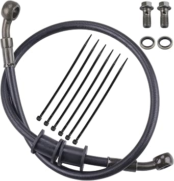 Black Motorcycle Braided Steel Brake Clutch Oil Hoses Line Pipe Pipe for ATV Pit Dirt Bike Go Kart Oil Hose Length 60cm