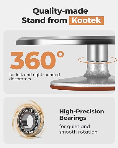 Miniatura 2 de Kootek Tocadiscos de aluminio para tartas, soporte giratorio para tartas de 12 pulgadas, 35 piezas de suministros de kit de decoración de pasteles