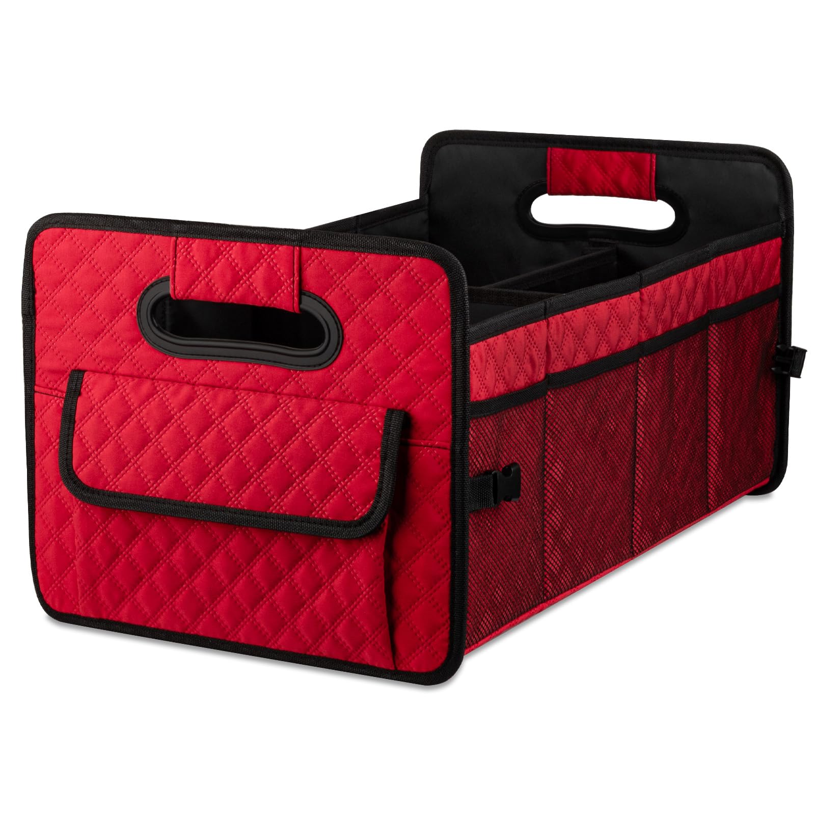 JiatuA Car Trunk Organizers and Storage for SUV, Collapsible Multi Compartment Container Box Adjustable Car Accessories for Women Men, Red