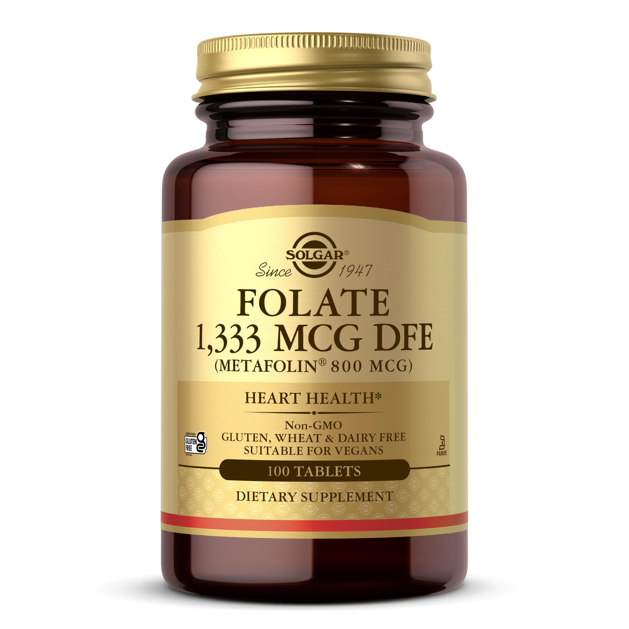 Solgar Folate 1,333 mcg DFE, 100 Tablets - 800 mcg Bio-Active Metafolin 100 Count (Pack of 1)