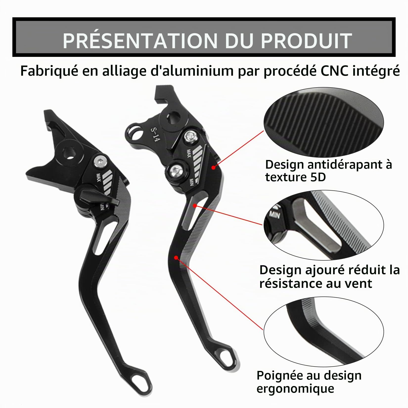 PSLER Levier d'Embrayage Frein compatible Suzuki Bandit 650 2007-2010