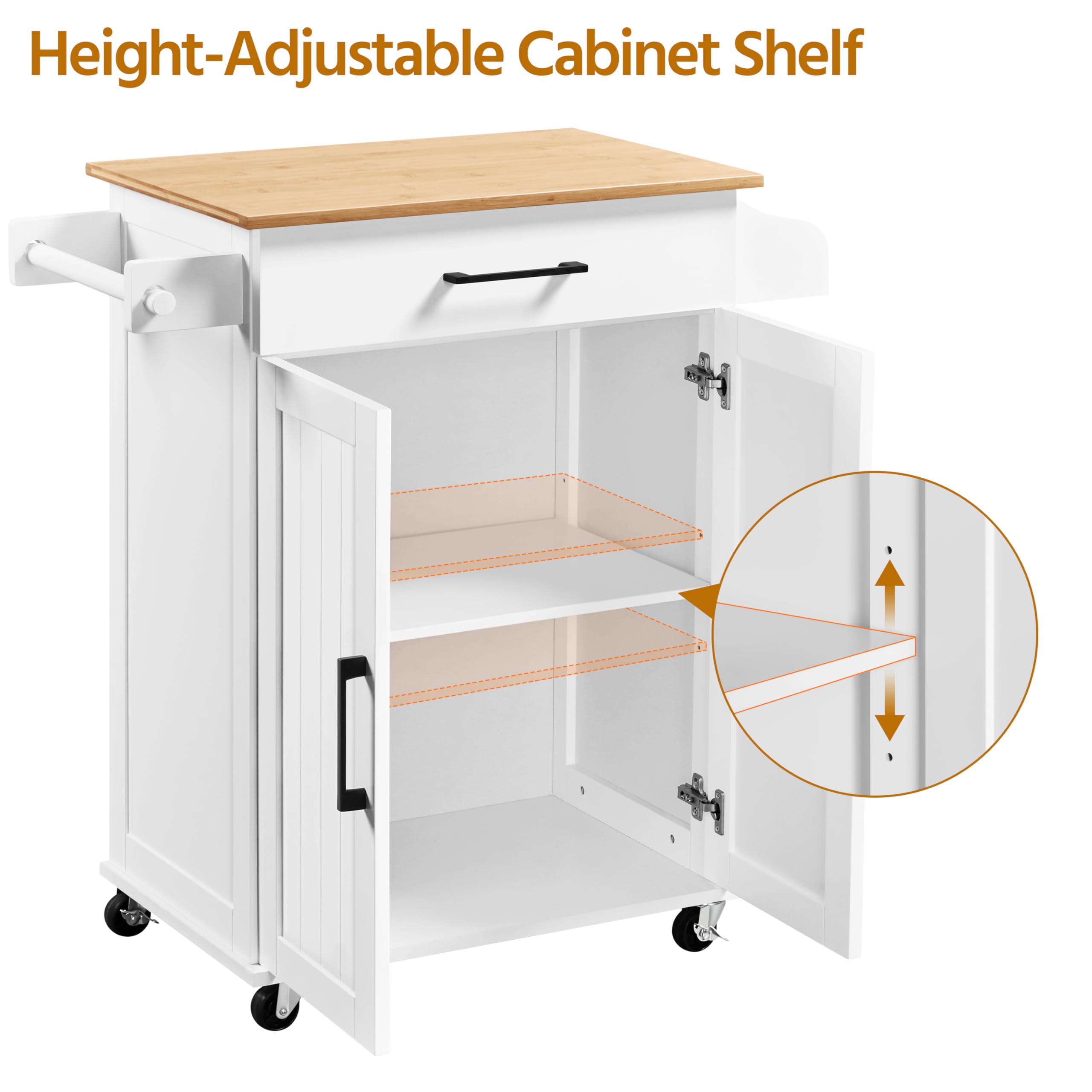 Yaheetech Carro de Cocina con Ruedas Carrito Servicio 60x40x88,5cm Blanco | Estantería de Cocina Madera para Comedor Salón