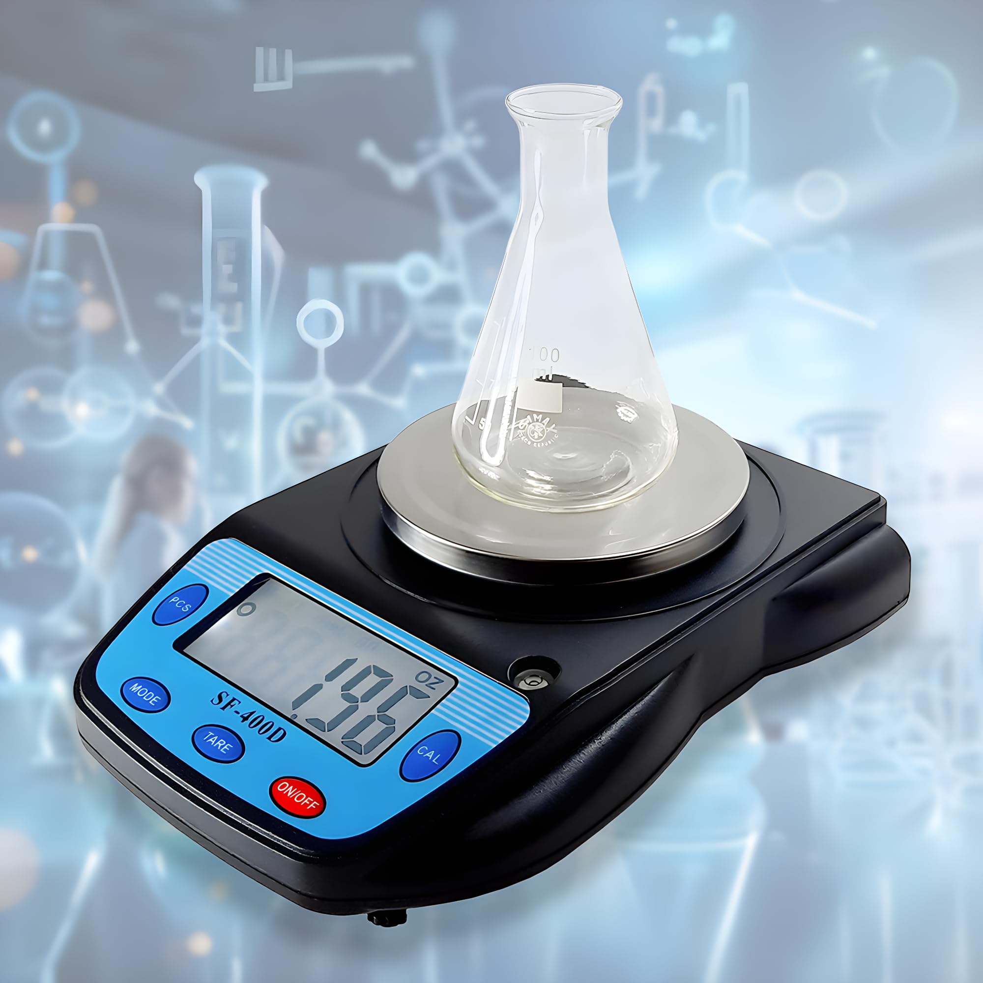 Eosphorus Bilancia di Precisione 600g/0,01g con Piatto Rotondo, Bilancia Digitale per Laboratorio, Scuole e Chimica, Funzione Conteggio, Unità g/oz/ct, Ricarica USB e Adattatore