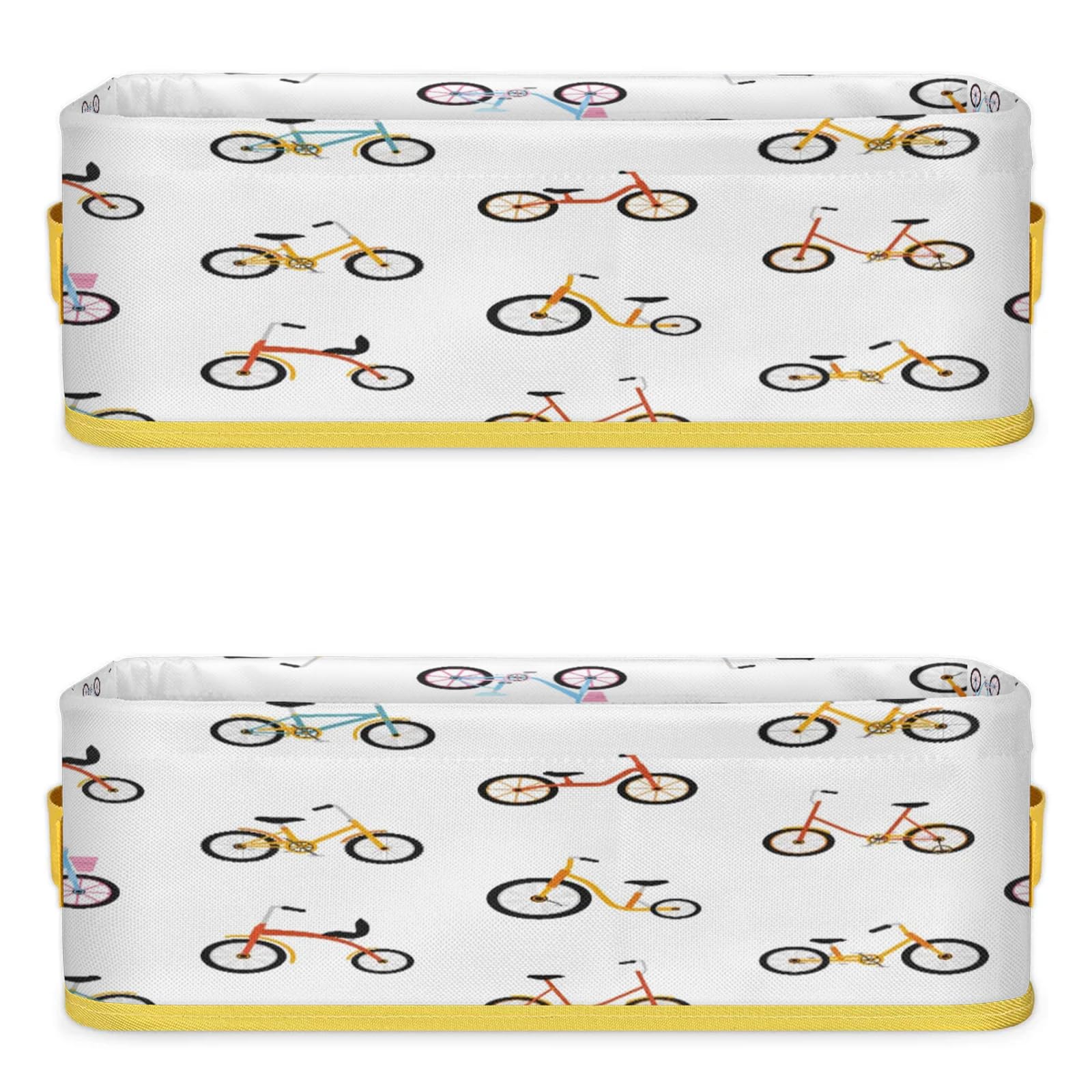 Bike Bicycle Pattern Bathroom Storage Basket Waterproof Foldable Storage Bins with Handles Decorative Toilet Paper Storage Basket for Organizing for House Bathroom Toiletries Set of 2