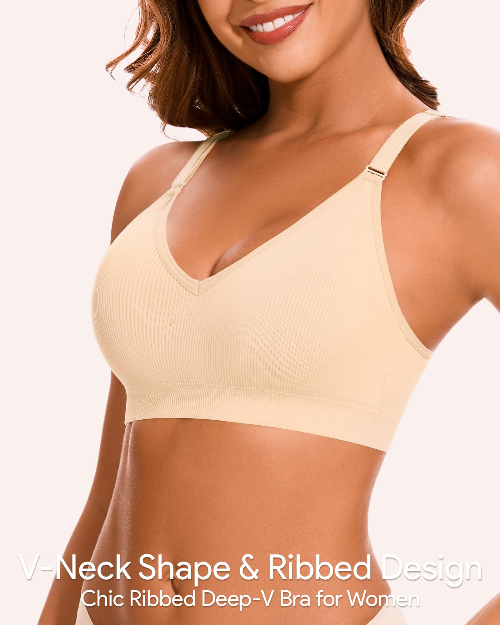 HBselect Sujetador sin Aros Mujer con Relleno Cómodo Minimizer Bralette Sujetador Push Up Mujer sin Costuras con Extra Extensor
