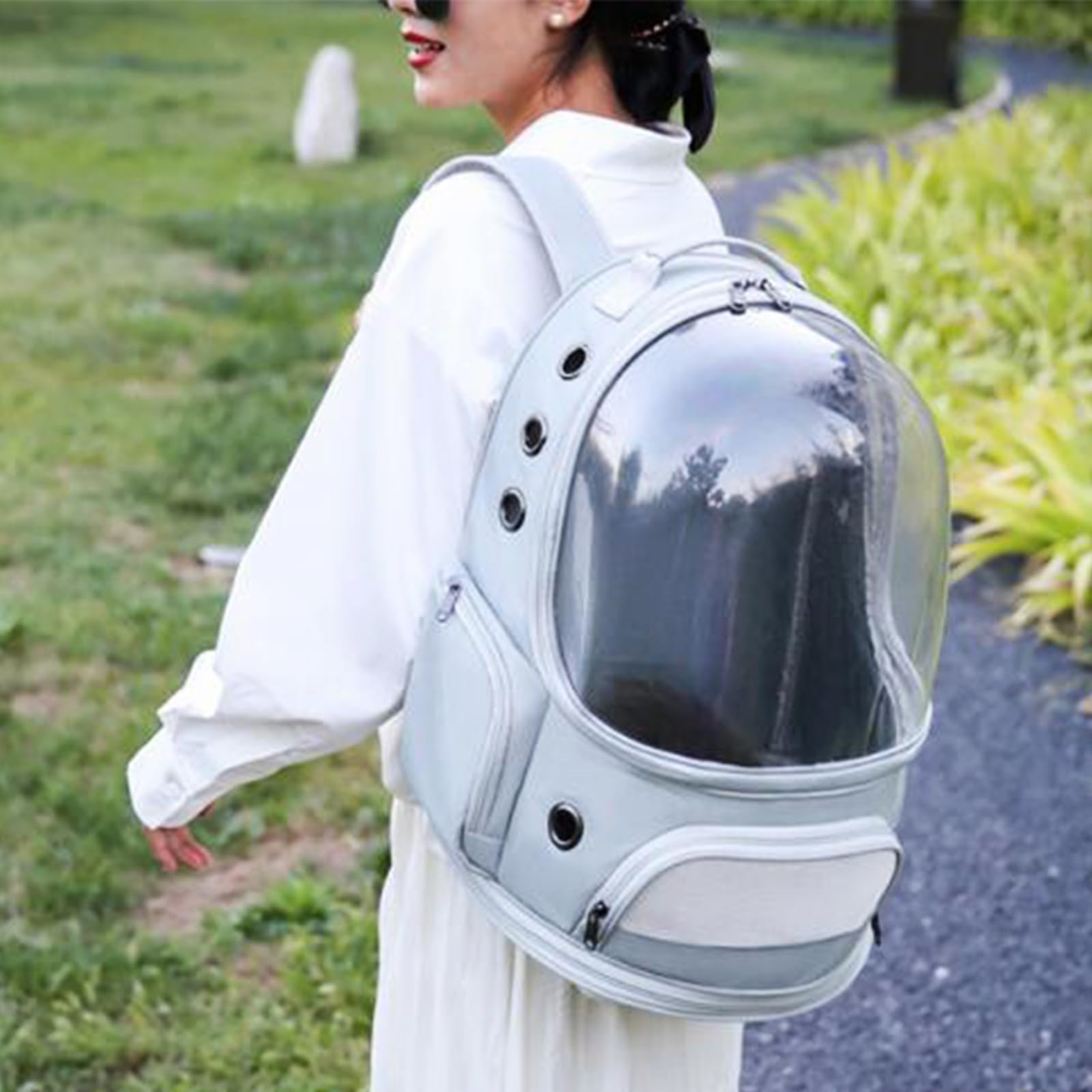 Mochila para Gatos, Cápsula Espacial, para Gatos Y Perros, Mochila Transparente, Transpirable, Bolsa De Transporte para Mascotas, Gatos, Bolsa De Transporte para Senderismo Y Camping,Gris