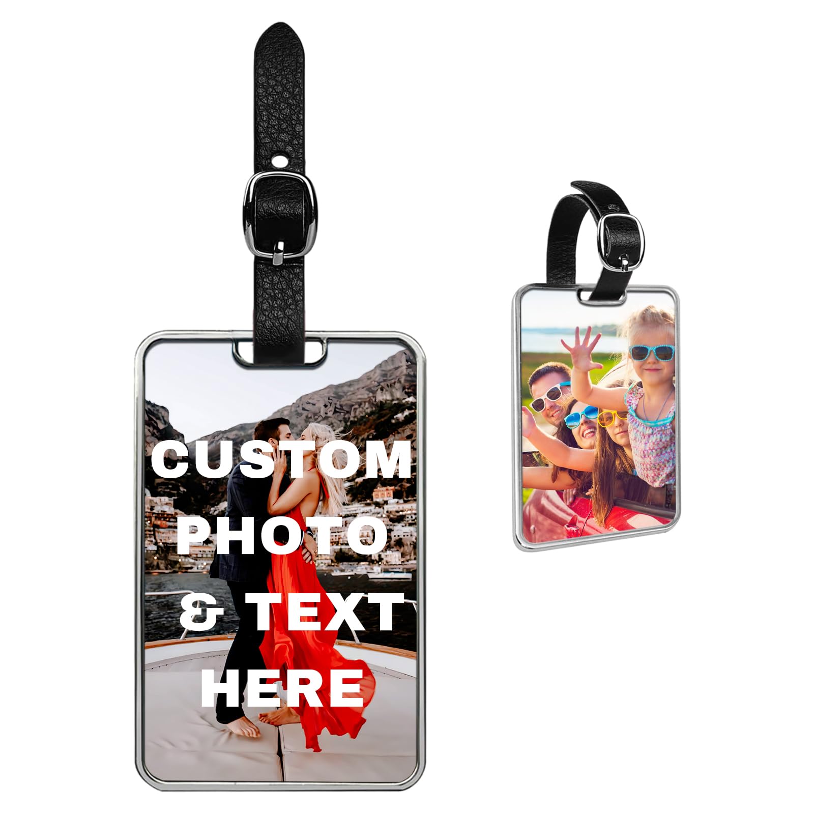 Personalized Luggage Tags for Suitcases, Custom Tags with Photo, Text, Logo, Customized Name PU Leather Baggage Travel Suitcases Labels for Handbag