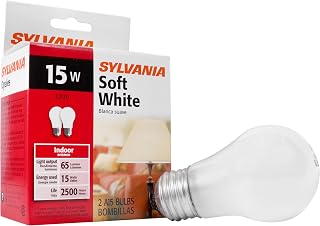 Sylvania 15W A15 Dimmable Incandescent Appliance Bulbs, Soft White 2850K, Frosted Medium Base, 100 CRI - 2 Pack
