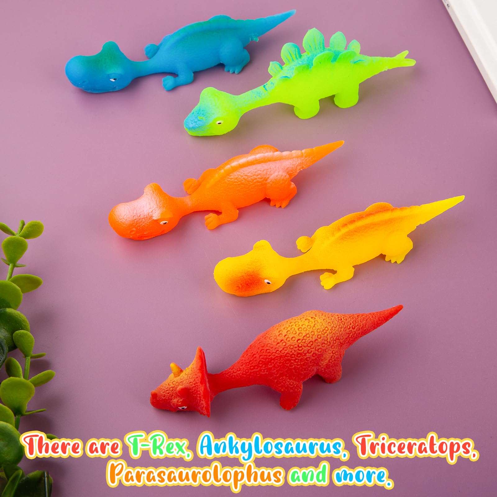 Ainiv – 20 Juguetes De Dinosaurio Tirachinas Para Dedos, De Goma TPR, Colores Surtidos, Regalo Para Niños +3 Años