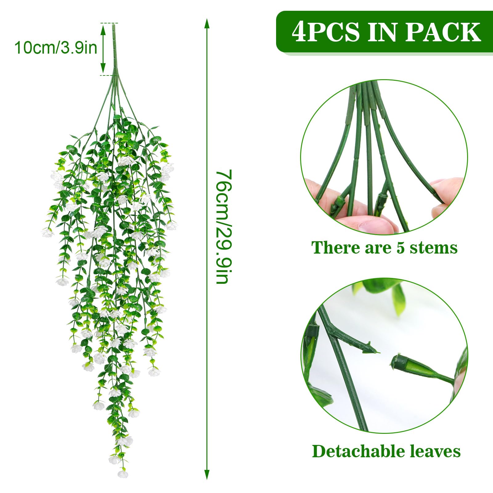 Yueshop 4PCS Artificial Hanging Flowers - Image 2
