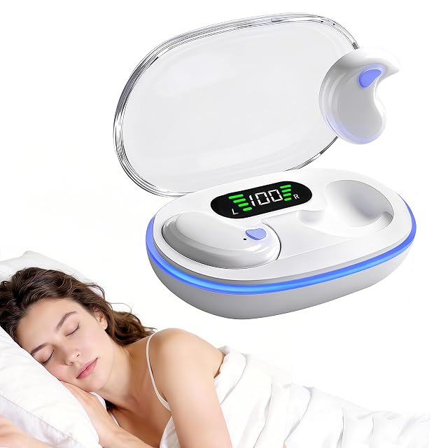 Sleep Earbuds Bluetooth in Ear Light-Weight Headphones Comfortable Invisible Mini Sleeping Headphones for Side Sleepers Small Design for