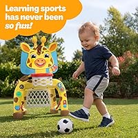 Vista 5 de Move2Play, Giraffe - Aro de baloncesto y centro de actividades de portería de fútbol Más de 30 sonidos y canciones + 5 luces Regalo