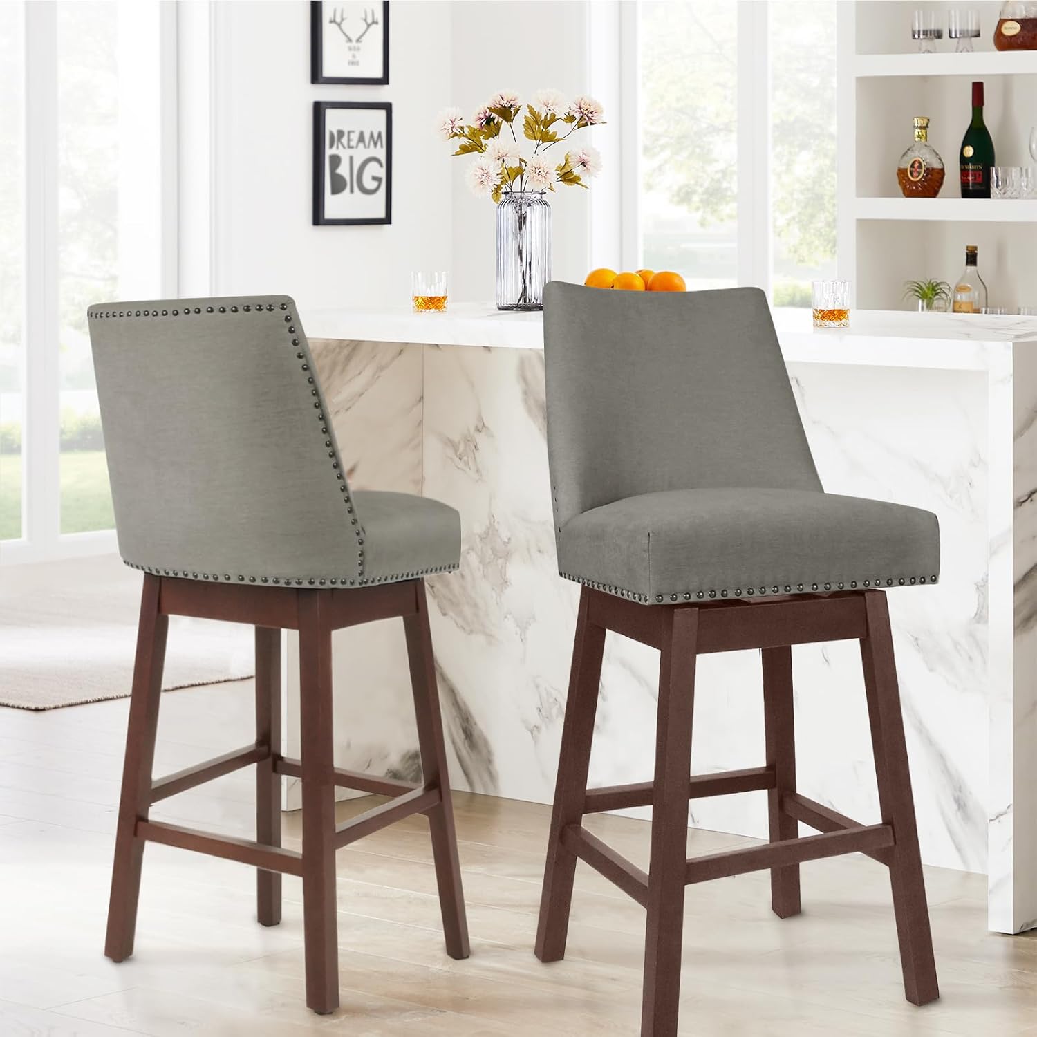 Bar Stools Set of 2, Swivel 29 Inch Swivel Barstools for