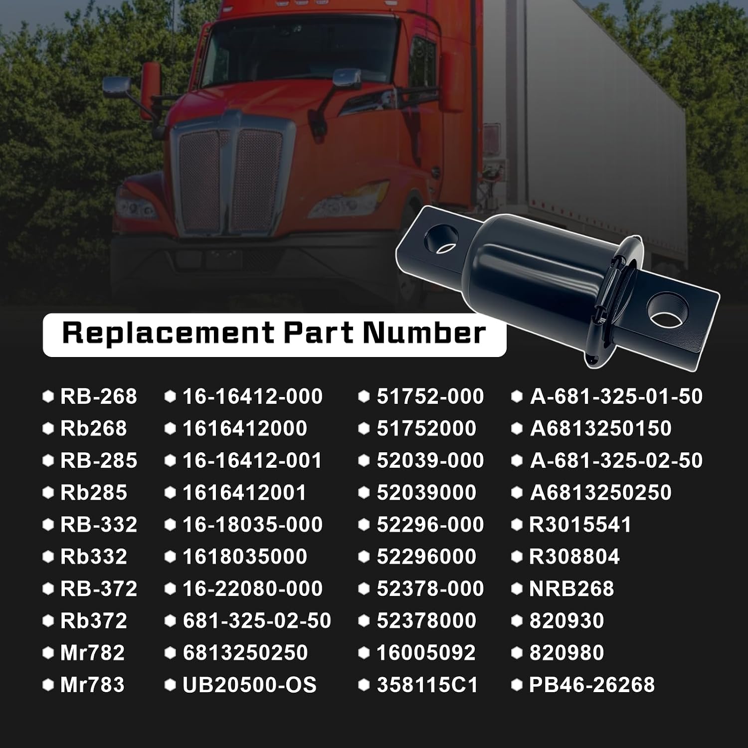 RB-268 RB268 Rubber Leaf Spring Bushing Compatible with Freightliner FASII Airliner 1990+, International 2003+, Kenworth& Peterbilt 2004+, Replace# 16005092 MR782(4PCS)