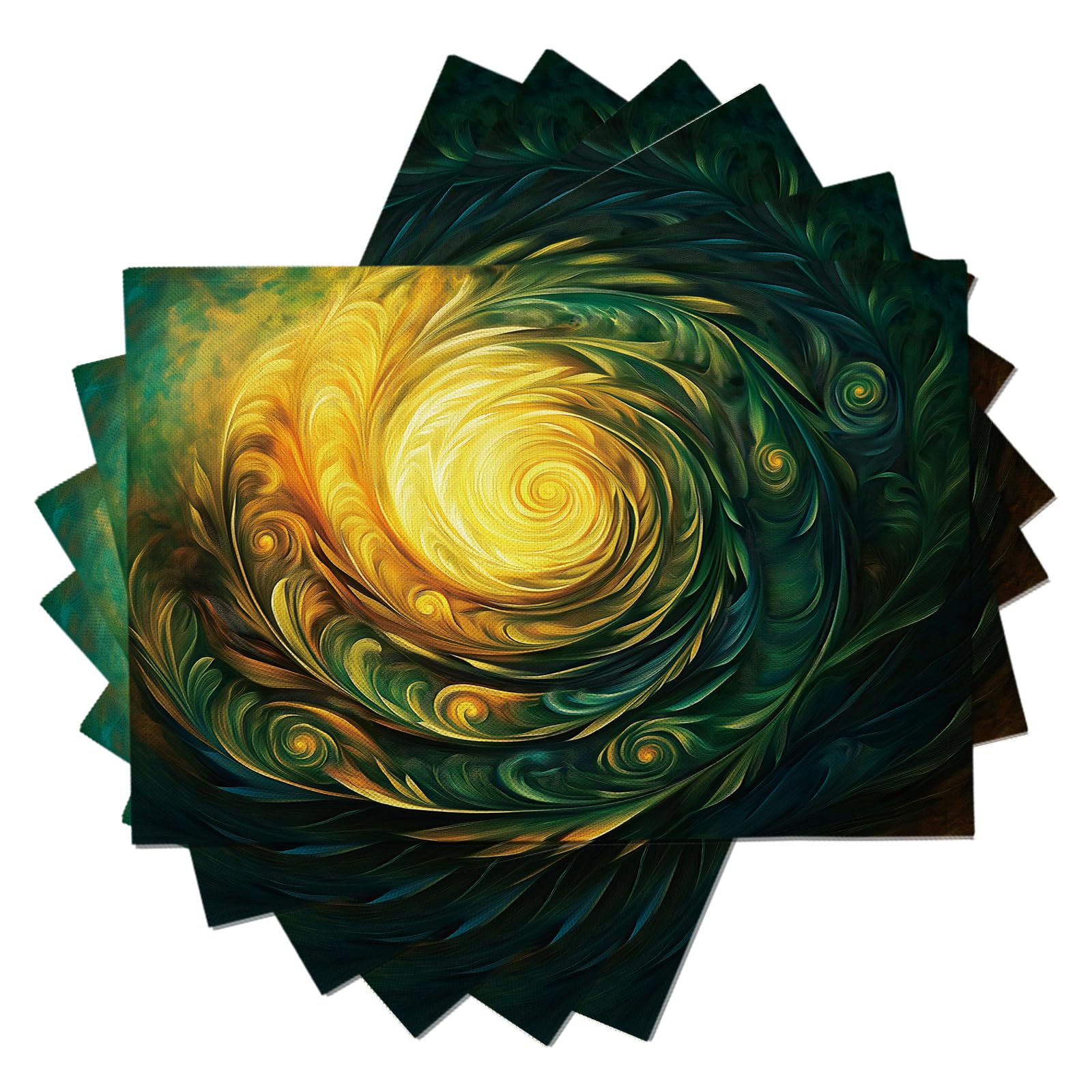 Set di 8 Tovagliette Americane Lavabili Cotone Lino Creatività - Tovaglietta Americana Resistenti al Calore Durevole Vortice di piume - per Colazione Pranzo 30×45 cm