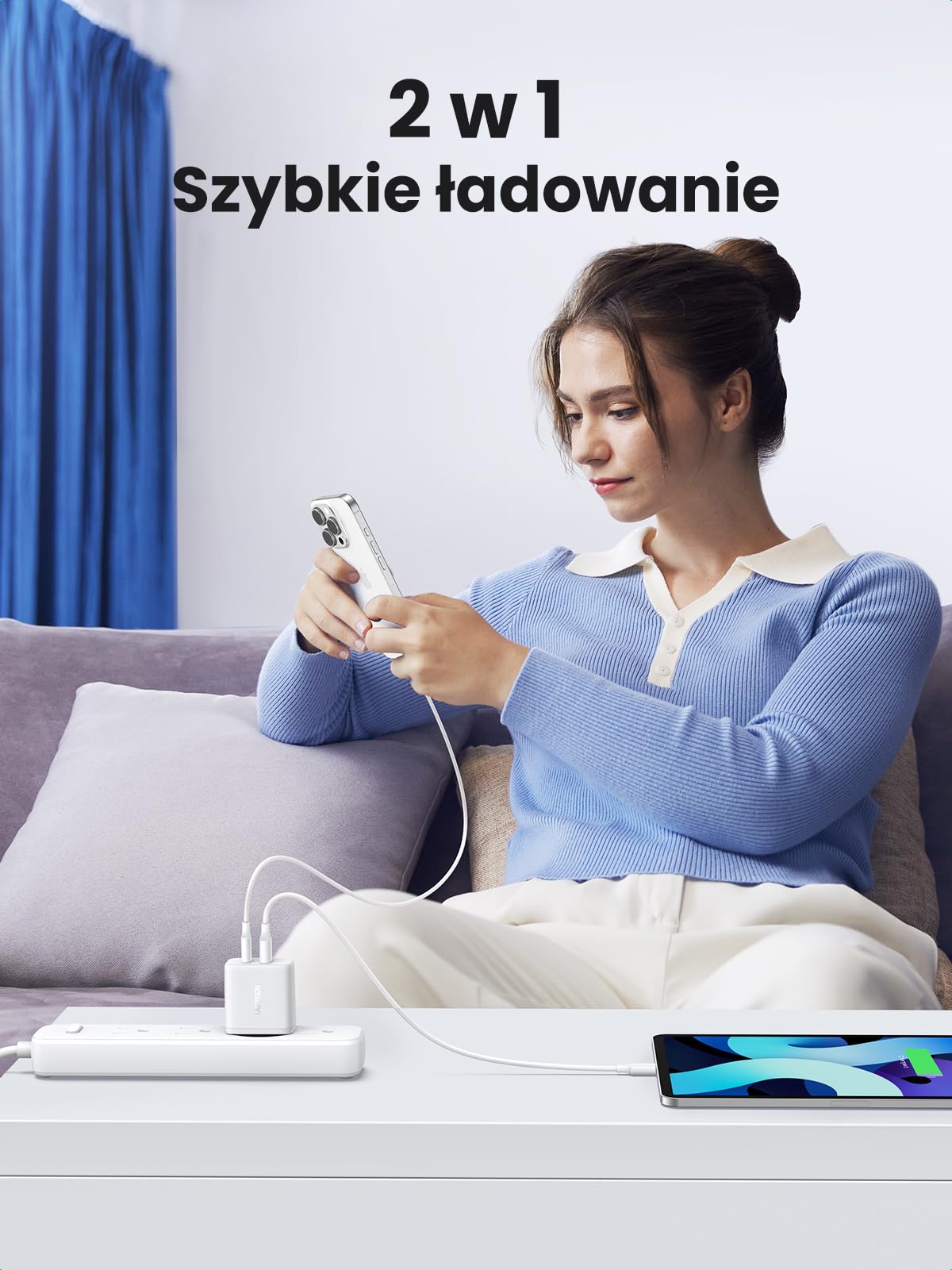 UGREEN Ładowarka USB-C 20W, szybka ładowarka do iPhone'a, 2 porty | Zasilacz PD 20 W, adapter USB-C, wtyczka USB do iPhone 17, Air, 17 Pro Max, 16, 15, 14, 13, 12, iPad, Galaxy S24, Pixel 9