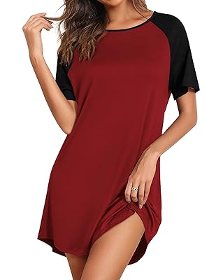 Ekouaer Sleep Shirts for Women Short Sleeve Night Shirts for Sleeping Pullover Nightgown Soft Nightdress S-XXXL