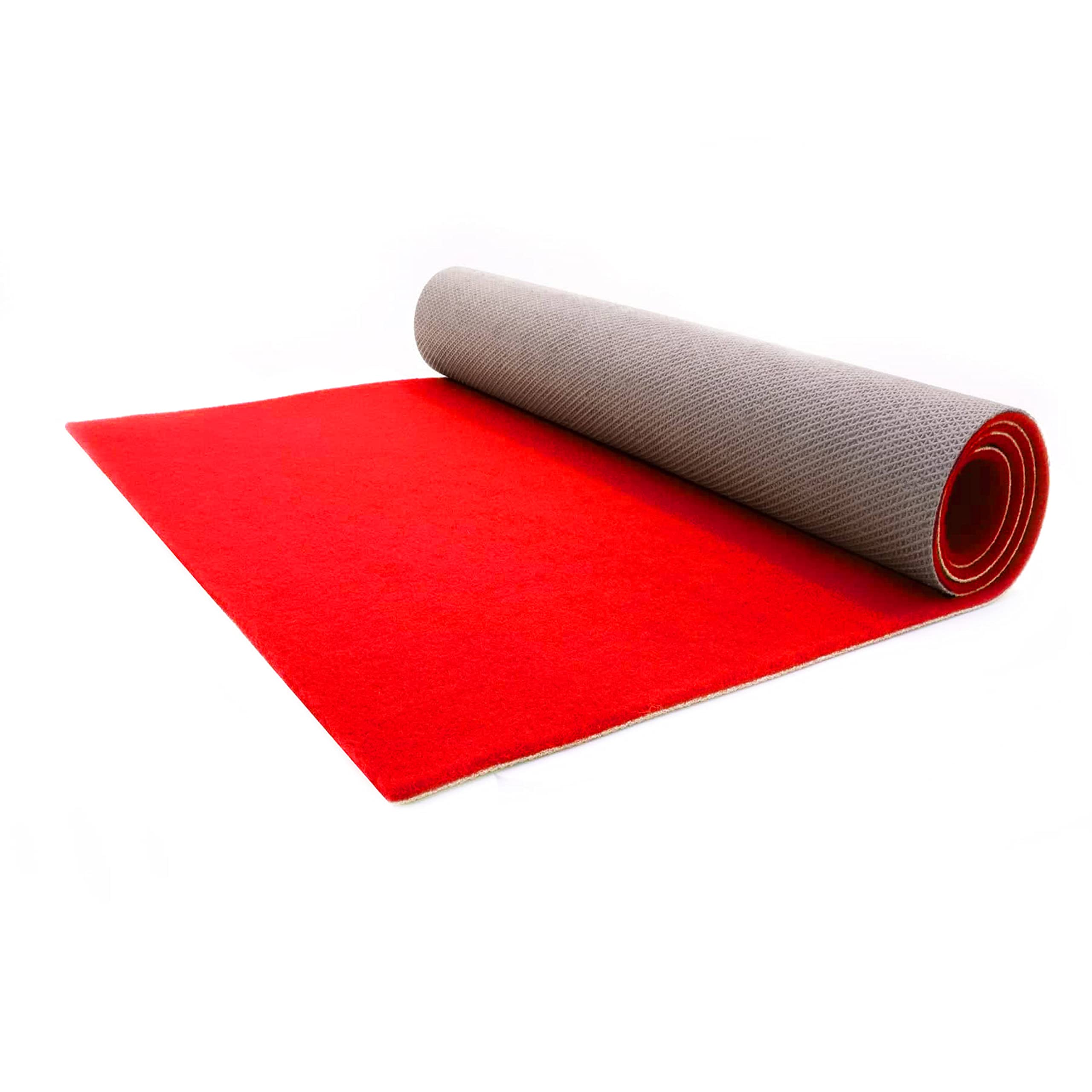 Primaflor Event- und Messeteppich Salsa | 100x800 cm | Rot | 5 mm | Messeteppich Meterware mit Gummirücken | Vlies Teppich | Nadelvlies Bodenbelag für Messe, Event und Publikumsverkehr