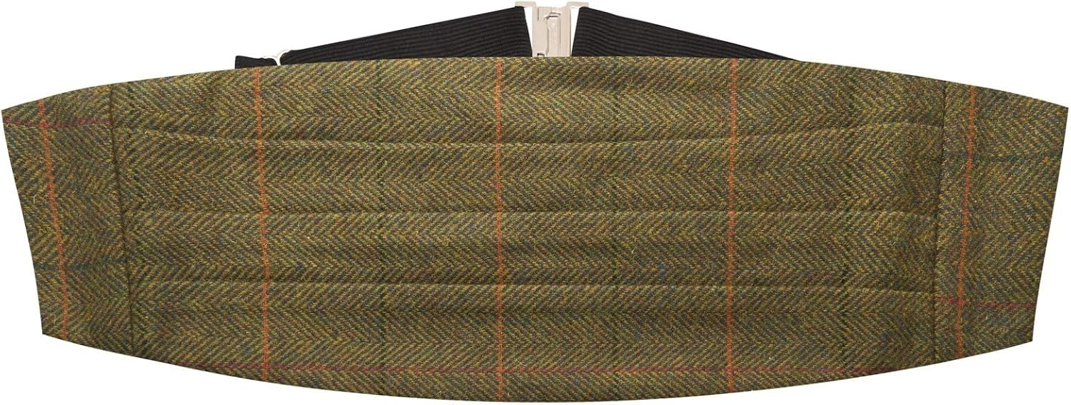 King & Priory Dijon Brown Check Tweed Cummerbund