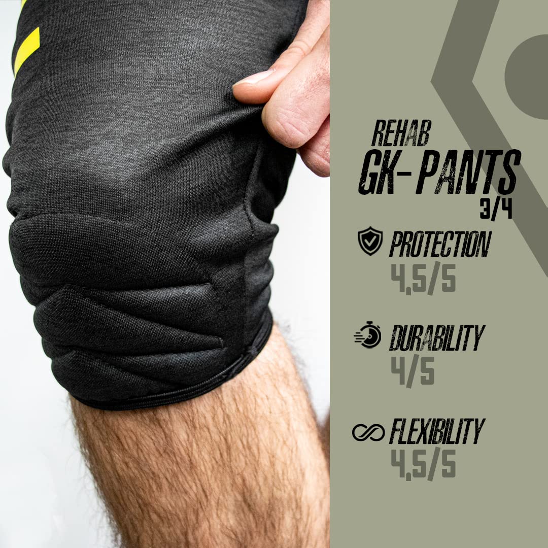 Rehab - Pantalon de gardien de but 3/4 pour enfants et adultes - Vêtement de gardien de but pour l'entraînement et le jeu - Taille 128-XXL