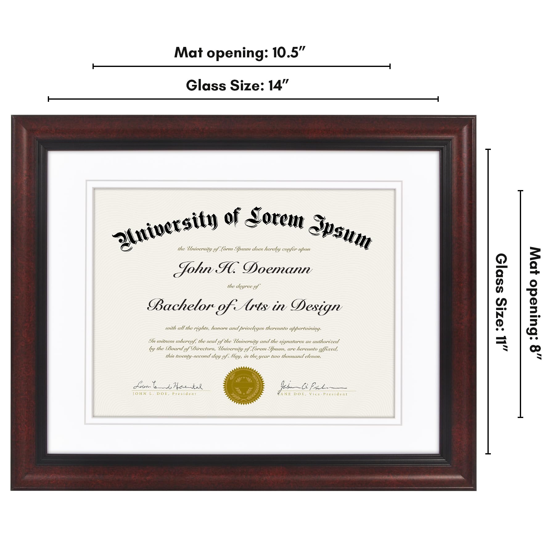 Americanflat Cornice per diploma con vetro infrangibile, 29 x 35 cm
