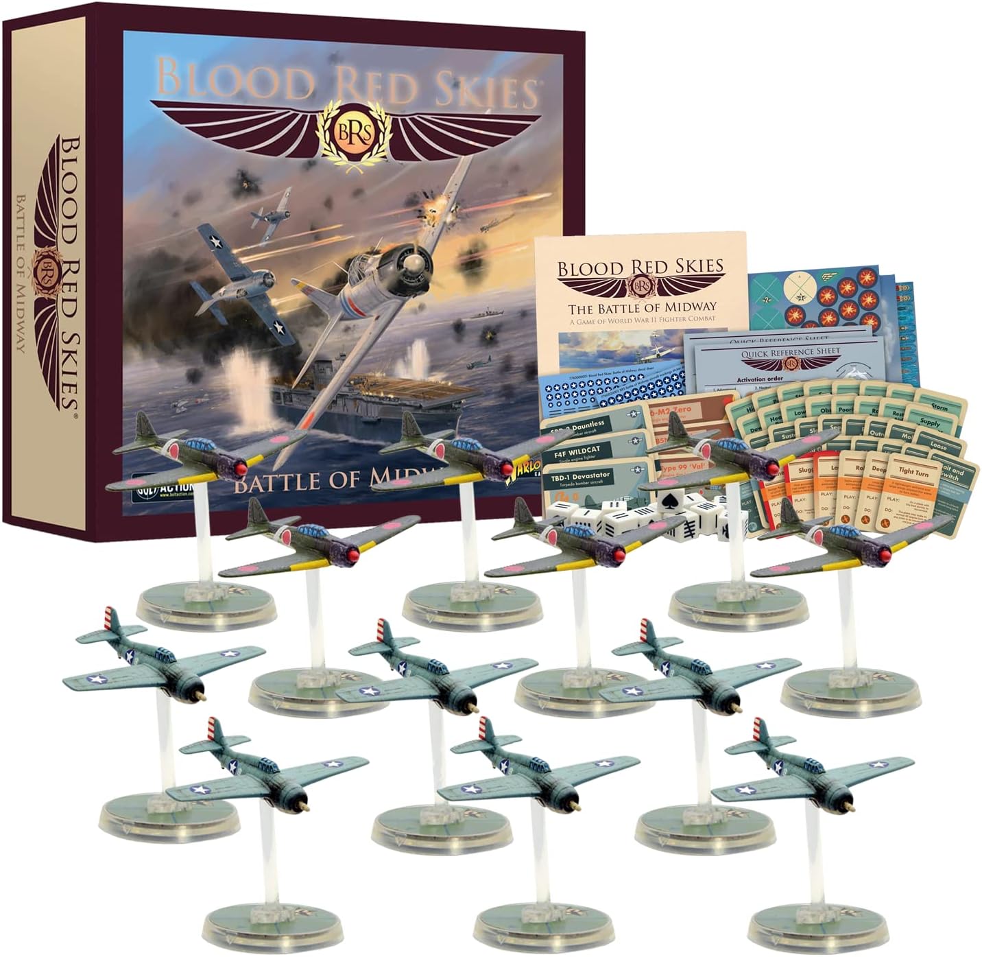 Wargames DeliveredWarlord Games Blood Red Skies - The Battle of Midway Starter Set 1/200 Scale, World War 2 Air Combat Game - Airplane Model Kits for Miniature War Game