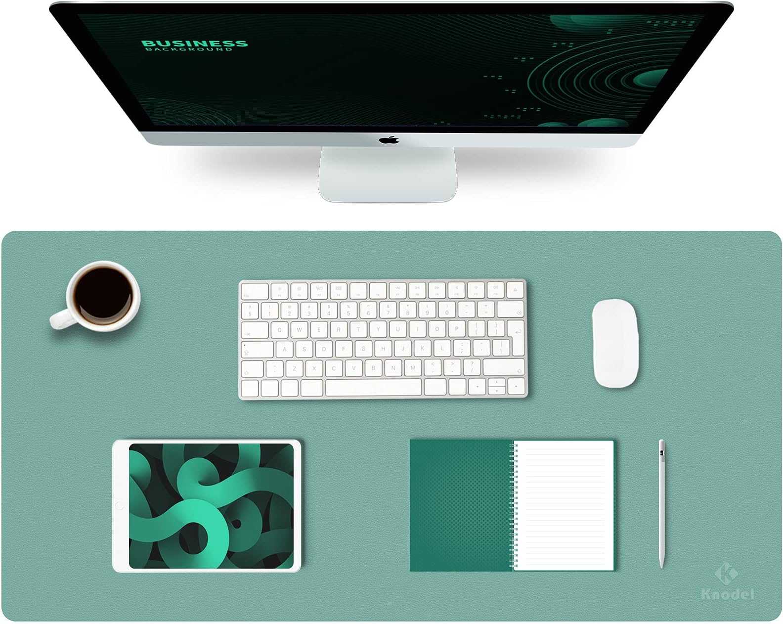 Large Office Leather Desk Mat, Mouse and Keyboard Pad, Computer and Laptop Mat, Desktop Protector and Cover, Writing Pad and Blotter (80x40cm, Green)