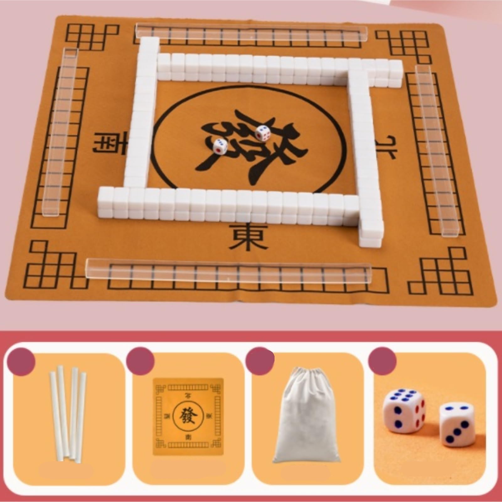 Chinesisches Mahjong Kleines Mahjong-Set, MahJongg-Fliesen-Set, Klassisches Chinesisches Mahjong-Set, Tragbares Mahjong-Tischbrettspiel Für Familie Reise Spiel