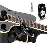 Vista 1 de Micrófono inalámbrico para instrumento para guitarra acústica: sistema de micrófonos de clip inalámbrico 2.4G con transmisor y receptor de 0.250 in