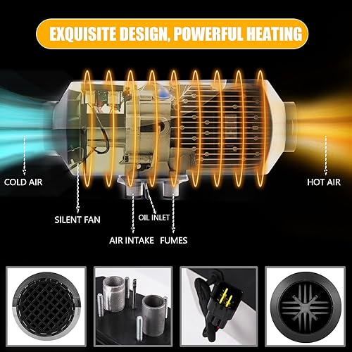 Miniatura 9 de WAYSKA Calentador de aire diésel de 12 V, tanque de 15 L, calentador diésel de 8 KW, silenciador, calentador de estacionamiento diésel con