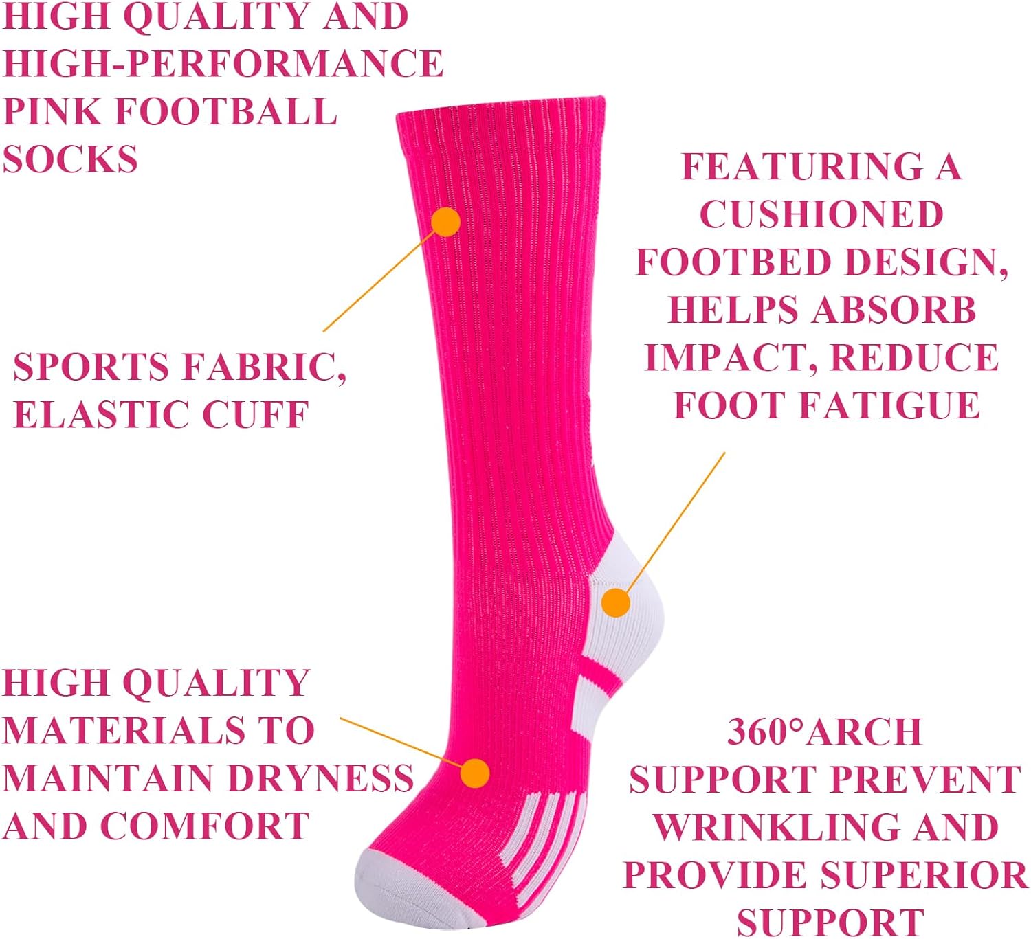 Pink Football Socks - Number 11, Moisture - Wicking, USA - Designed for Athletes - Image 6