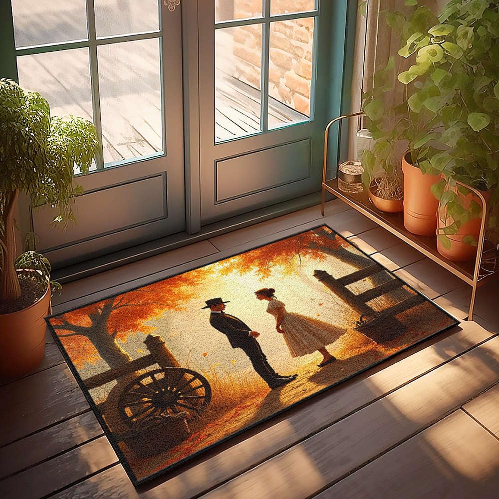 Tapis de bienvenue pour salle de classe avec grand feuillage d'automne vibrant